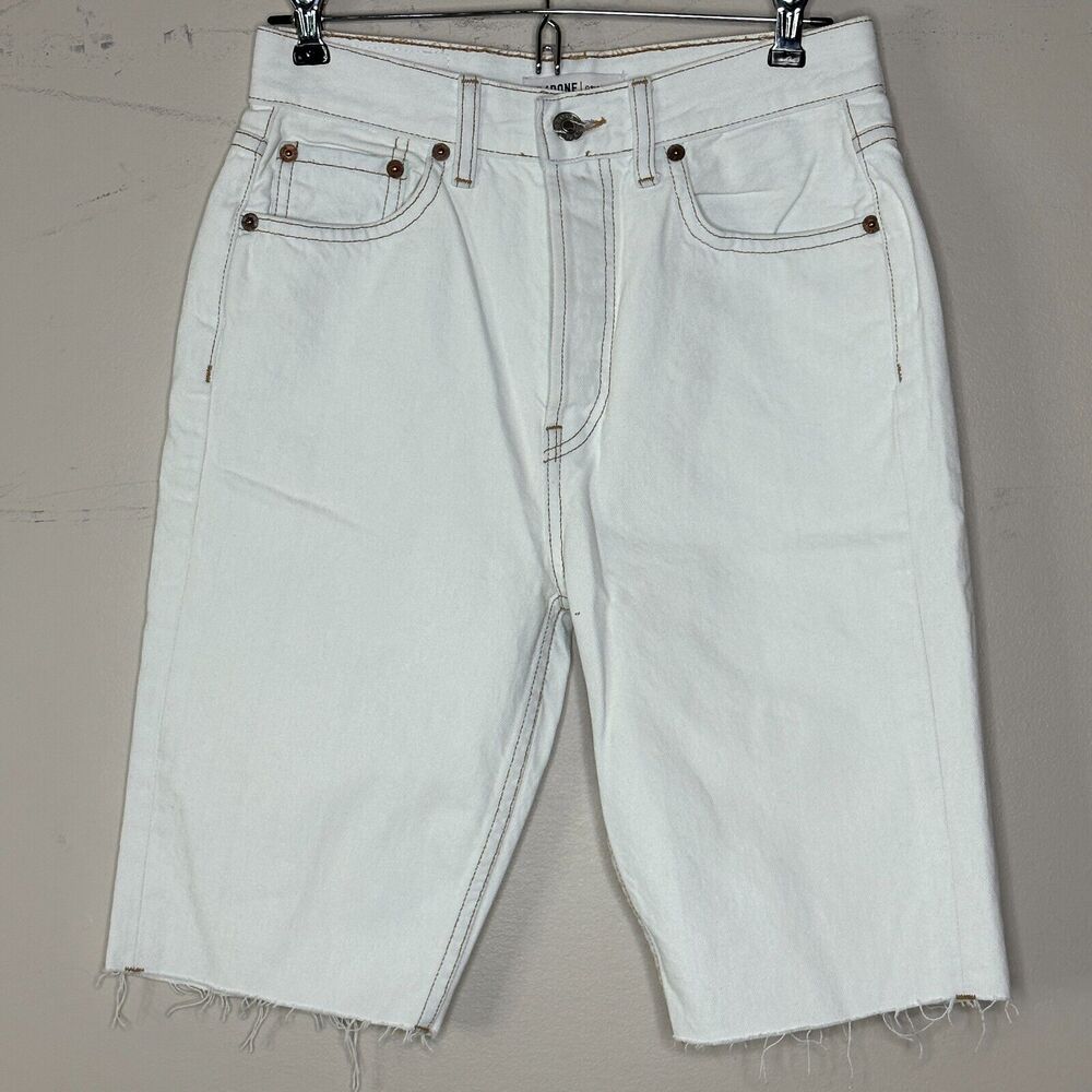 Re/Done Originals High Rise Rigid Denim Short USA Women's 26 NWOT Raw Hem